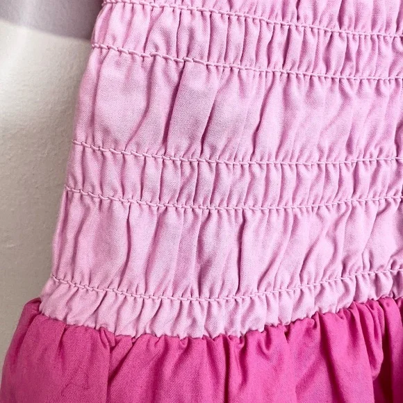 NWT GANNI COLOUR BLOCK Organic COTTON POPLIN SMOCKED MINI DRESS IN PHLOX PINK 38 - Picture 10 of 17